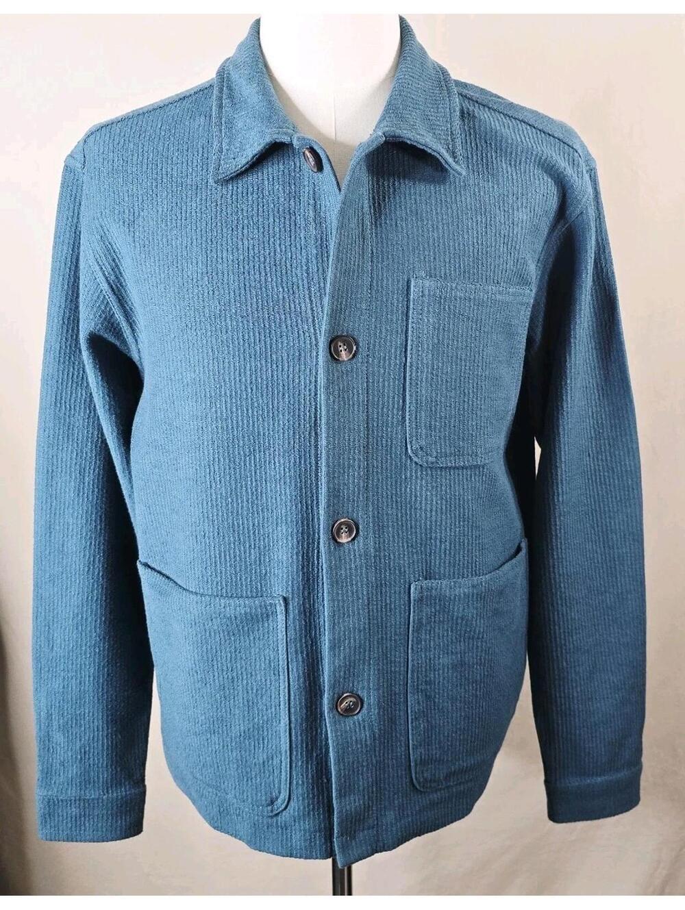 Zara Men’s Teal Corduroy Button Up Shirt Long Sleeve Casual Size M Excellent